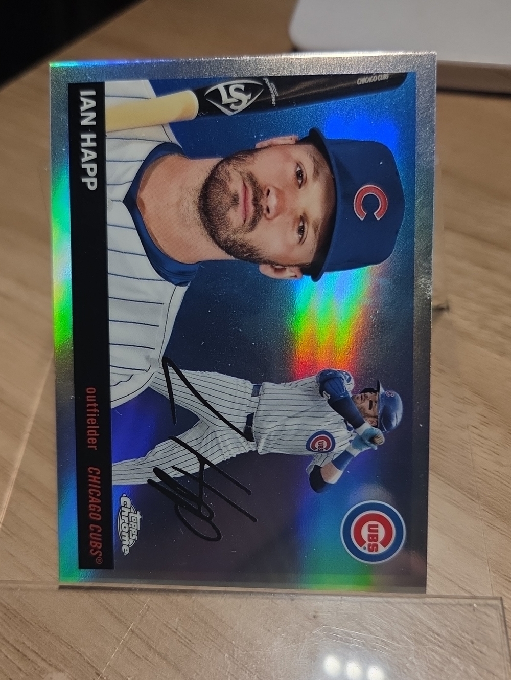 2025 Topps Chrome Platinum Ian Happ Cubs Holographic Blue Baseball Card
